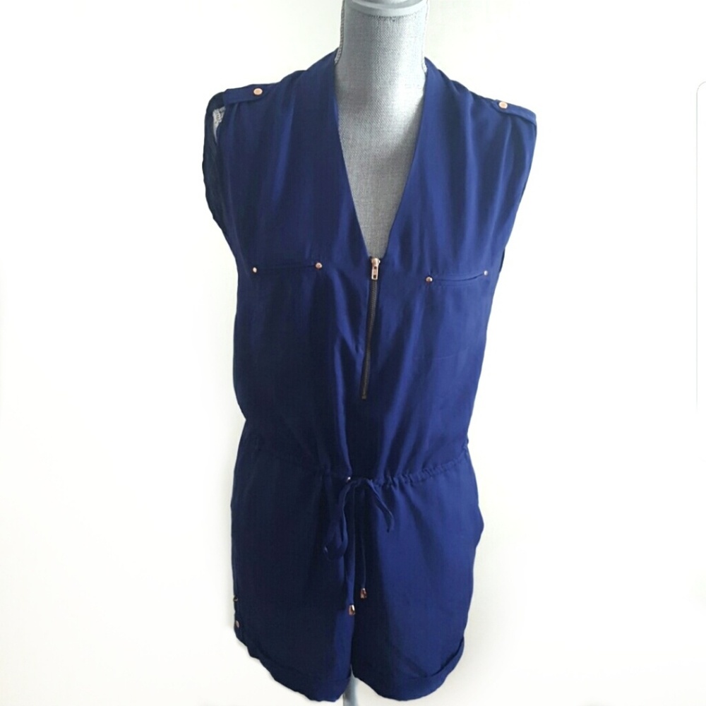 Blue romper short set